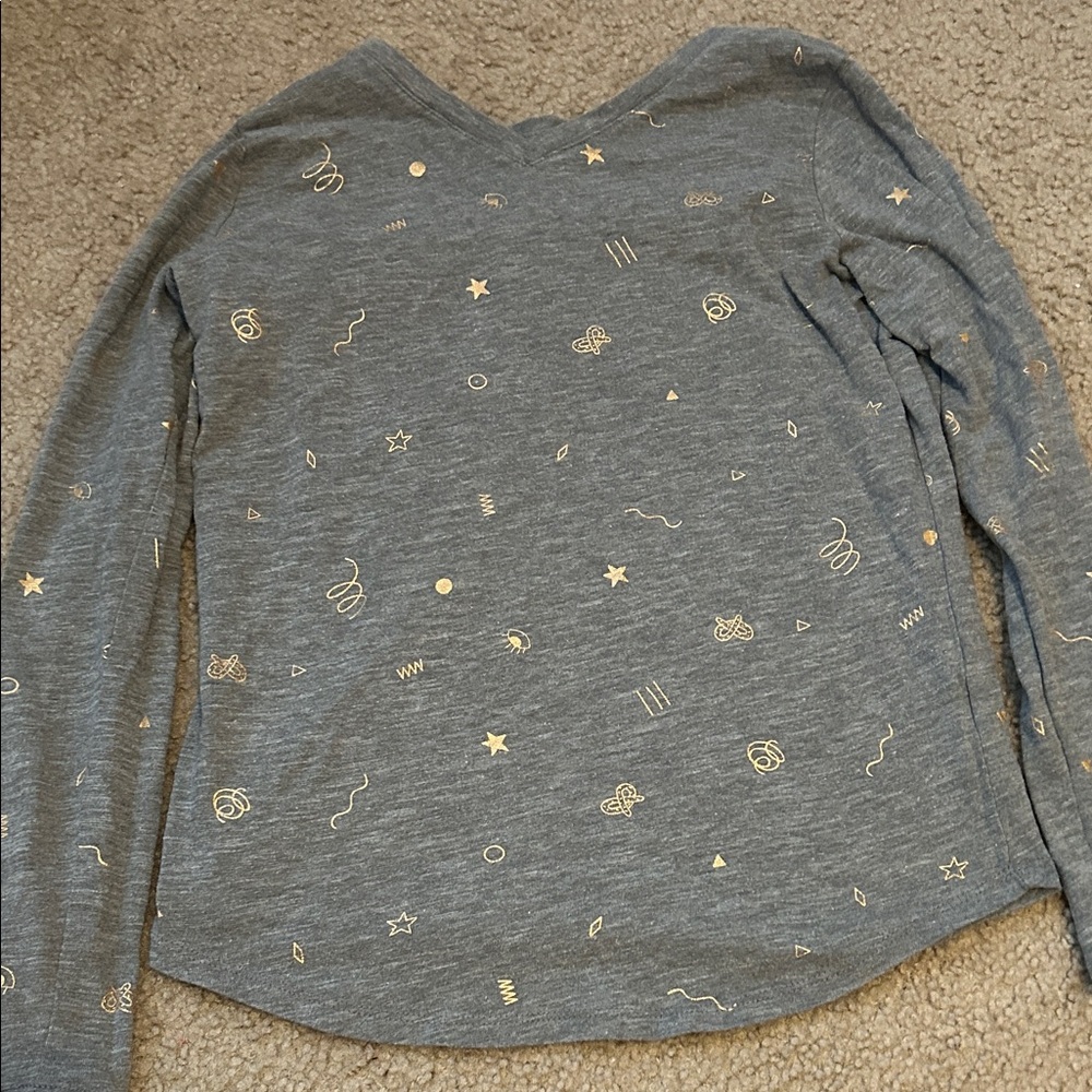 Cat & Jack Gray Shirt with Gold Patterns